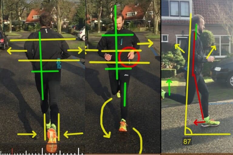 Looptechniek en houding tijdens hardlopen met analysekaders en kaders voor verbetering.