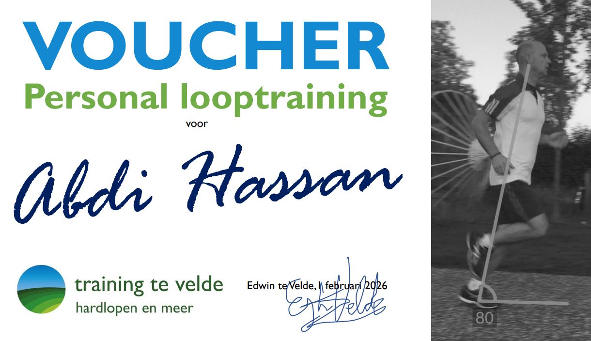 Voucher personal looptraining. Tastbaar cadeau voor personal looptraining.